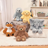 18" Oh So Soft Fox - 18" Elephant, 18" Bear, 18" Sloth, 18" Puppy, and 18" Fox sitting on the floor in a bedroom image number 10