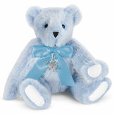 15" Winter Wonderland Bear - 15" seated jointed ice blue bear wearing a blue satin bow with a Danforth Pewter snowflake ornament image number 1