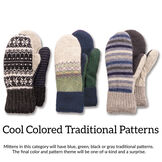 Bernie Mittens - Cool colored traditional patterned mittens in blues, greens, blacks and greys image number 9