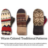 Bernie Mittens - Warm colored traditional patterned mittens in dark reds, browns, ivories and tans image number 11