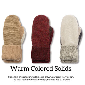 Bernie Mittens - Solid colored wool blend mittens with fleece lining