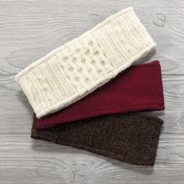 Vermont Mitten Co. Headband - warm colored solid headbands in ivory, maroon and brown image number 2
