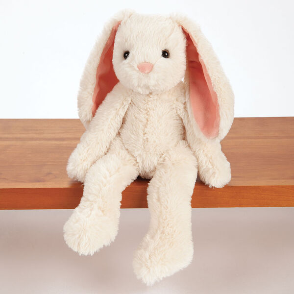 15" Buddy Bunny - Front View of ivory Bunny with pink ears and brown eyes sitting on a shelf image number 0