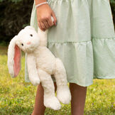15" Buddy Bunny - Front View of ivory Bunny being held by a child image number 4