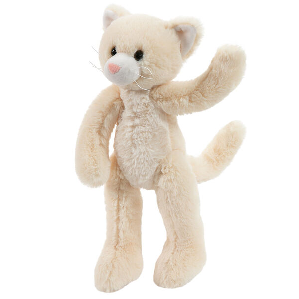 15" Buddy Kitten - Standing view of ivory Slim Kitten with pink nose brown eyes and white ear linings