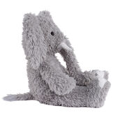 18" Oh So Soft Elephant with Elephant Lovey Security Blanket - Side view of seated soft gray elephant holding a gray baby elephant blanket with wrist strap image number 5