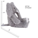 18" Oh So Soft Elephant with Elephant Lovey Security Blanket - Side view of seated soft gray elephant with measurements of 18" tall and 13" seated image number 3