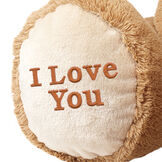 6' Giant Hunka Love I HEART You T-Shirt Bear - Close up of foot pad personalization "I Love You" image number 1
