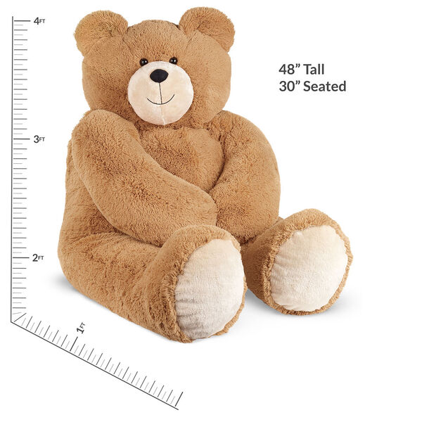 4' Big Hunka Love I HEART You T-Shirt Bear - Seated golden brown bear with measurements of 48" tall or 30" seated image number 3