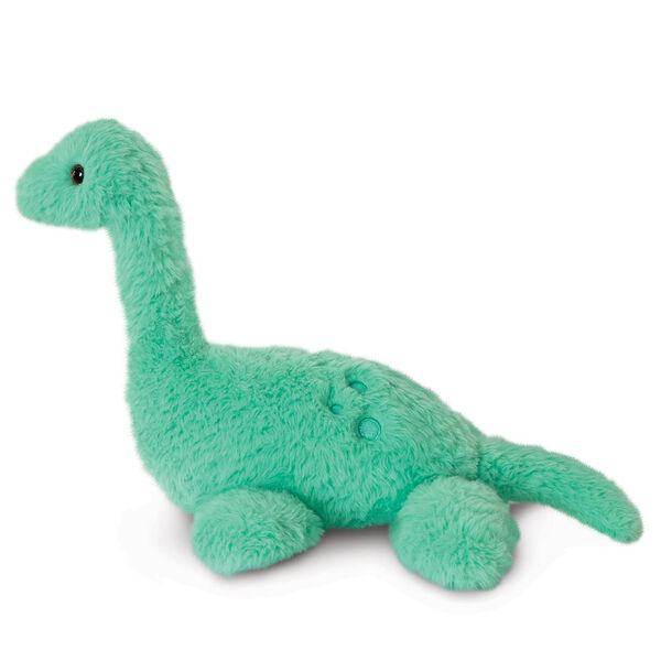 18" Fluffy Fantasies Dinosaur - Side view of green aquatic plush dinosaur with iridescent satin details image number 8