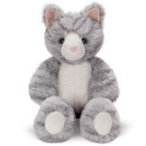 18" Oh So Soft Kitten - Front view of seated 18" gray striped kitten with white muzzle, belly and foot pads  image number 0