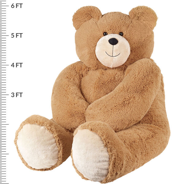 6' Giant Hunka Love I HEART You T-Shirt Bear - Seated golden brown bear with measurements of 72" tall image number 2