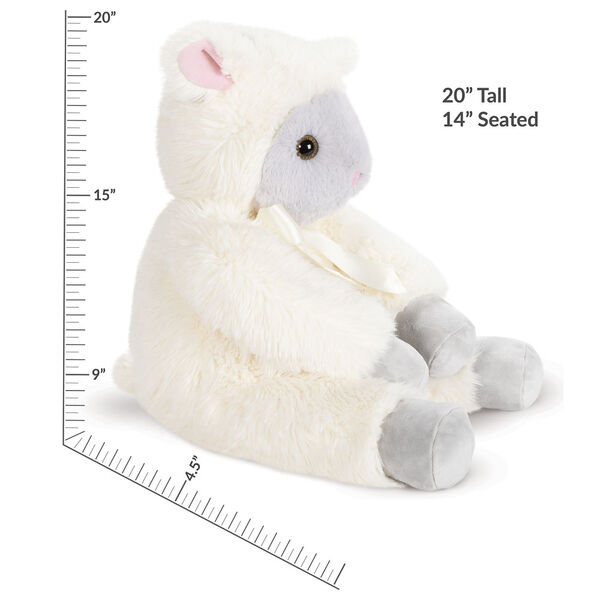 20" World's Softest Lamb - Side view of seated ivory lamb with measurement of 20" tall or 15" when seated image number 3