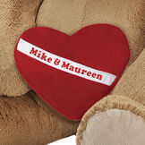 Huggable Heart Pillow - Red fleece pillow with white diagonal sash across middle personalized with "Mike and Maureen". image number 0