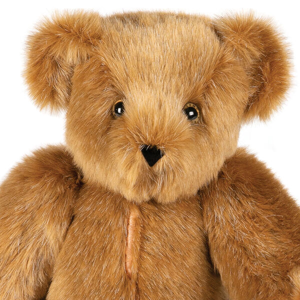15" Love Your Heart Bear - Close up of seated jointed bear with embroidered scar down center of chest image number 1