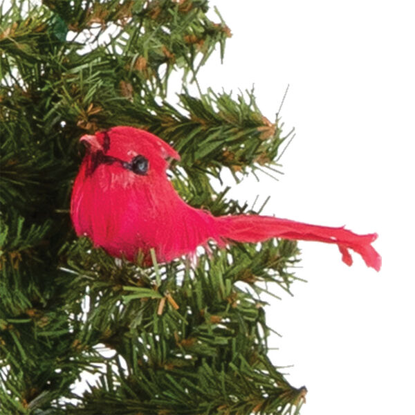 15" Limited Edition Woodland Santa Bear - Close up of red cardinal in Christmas tree