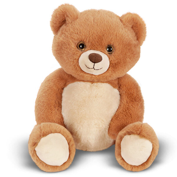15" Cuddle Chunk Teddy Bear, Honey - Seated waving honey brown bear with tan muzzle, foot pads and belly image number 3