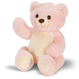 15" Cuddle Chunk Teddy Bear, Bubblegum - Seated waving pink bear with tan muzzle, foot pads and belly image number 0