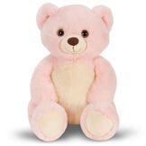 15" Cuddle Chunk Teddy Bear, Bubblegum - Seated front view of pink bear with tan muzzle, foot pads and belly image number 3