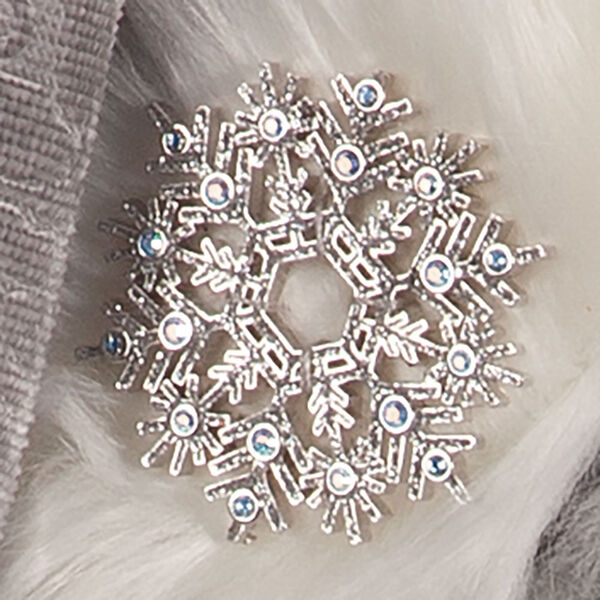 15" Limited Edition Snowflake Santa - close up of snowflake against fur cuff
