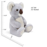 15" Cuddle Chunk Koala- 3/4 view of seated grey Koala with measurements of 15" tall or 11" seated image number 3