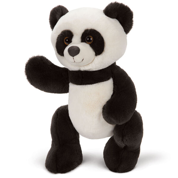 15" Cuddle Chunk Panda - Front view of standing waving black and white panda with brown eyes image number 2