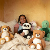 15" Cuddle Chunk Unicorn - Panda, Bear, Unicorn, Dinosaur, and Puppy in a bedroom scene with child image number 6