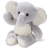 15" Cuddle Chunk Elephant - Front view of seated waving grey and white stuffed animal elephant with brown eyes image number 0