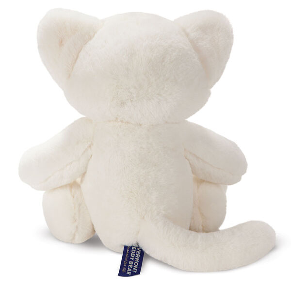 15" Cuddle Chunk Kitten - Back view of white stuffed animal kitty cat with tail image number 5