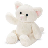 15" Cuddle Chunk Kitten - Front view of seated waving white stuffed animal kitty cat with blue eyes image number 0