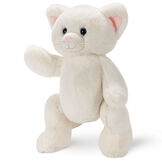 15" Cuddle Chunk Kitten - Front view of standing waving white stuffed kitten with blue eyes image number 1