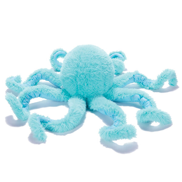 18" Oh So Soft Octopus - Back view of seated turquoise blue octopus  image number 5