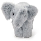 15" Classic Elephant - Front view of standing gray plush elephant with upturned trunk and pink mouth.  image number 2