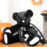 15" Skeleton Bear -  Seated 3/4 view of jointed black bear with glow in the dark eyes and bones white nose and white pads image number 3