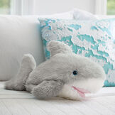 18" Oh So Soft Shark - Smiling grey and white Shark with soft teeth and pink tongue in bedroom scene image number 5