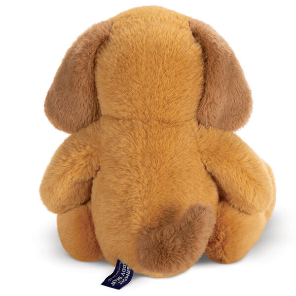 15" Cuddle Chunk Puppy - Back view of seated soft floppy brown dog with tail image number 7