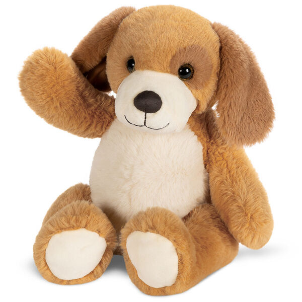 15" Cuddle Chunk Puppy - Seated waving soft floppy brown dog with tan belly and muzzle image number 3