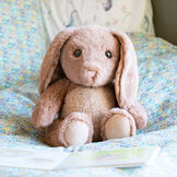 15" Cuddle Chunk Bunny - Seated soft floppy brown bunny with khaki belly and foot pads image number 1