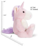 15" Cuddle Chunk Unicorn - Side view of soft floppy pink unicorn with measurements of 15" tall or 11" seated image number 2