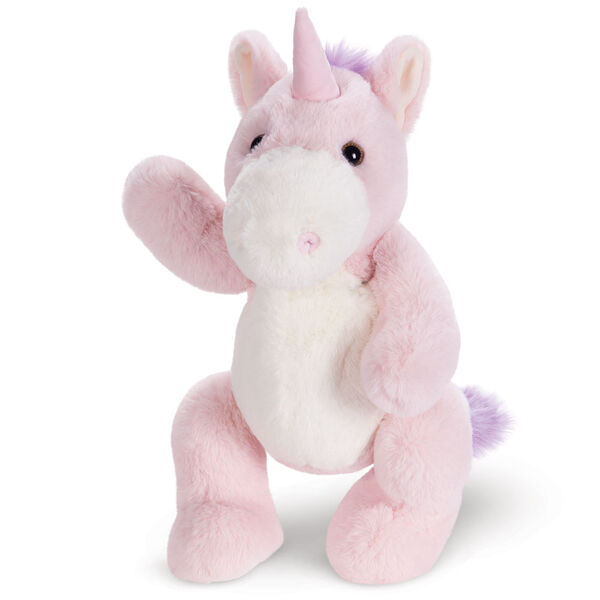 15" Cuddle Chunk Unicorn - Standing view of soft floppy pink unicorn with ivory belly and foot pads image number 5