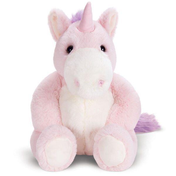 15" Cuddle Chunk Unicorn - Seated soft floppy pink unicorn with ivory belly and foot pads image number 4