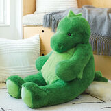 4' Cuddle Dinosaur - 3/4 view of seated green dinosaur in a bedroom scene image number 3