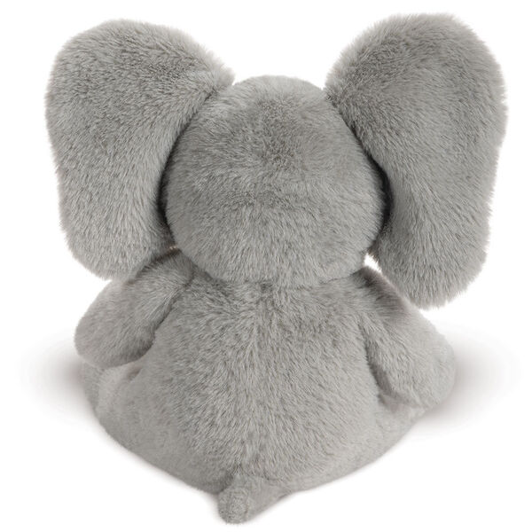 13" Elephant Snuggle Pal - Back view of seated grey elephant weighted stuffed animal with tusks and tail image number 8
