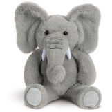 13" Elephant Snuggle Pal - Seated grey elephant weighted stuffed animal with tusks and tail image number 0