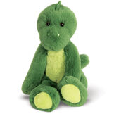 15" Buddy Dinosaur- Seated front view of bright and lime green dinosaur with fabric spikes image number 3