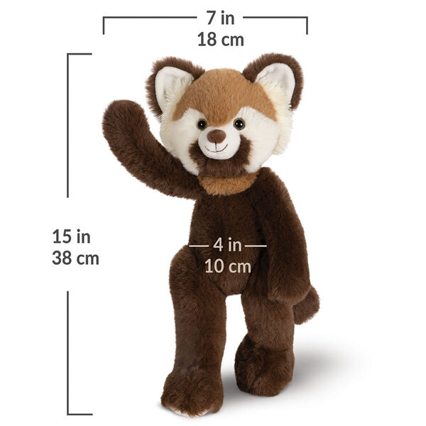  15" Buddy Red Panda - Standing red and brown panda with measurement of 15 in or 28 cm tall, 7 in or 18 cm side and and 4 in or 10 cm across the belly image number 4