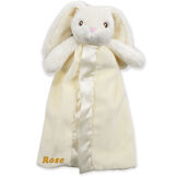 Bunny Lovey Blanket - Ivory satin and fur blanket with bunny head and arms and stroller strap image number 0