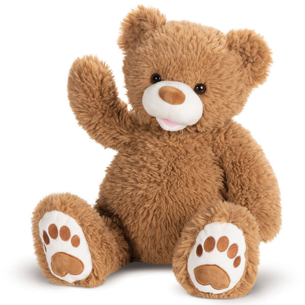 20" Bubba the Fuzzy Teddy Bear - Front view of waving seated almond brown bear  image number 4