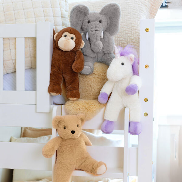 13" Unicorn Snuggle Pal - full length unicorn weighted stuffed animal with bear, monkey and elephant image number 4