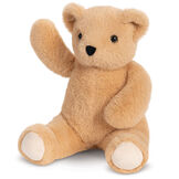 13" Bear Snuggle Pal - Front view of waving seated light brown bear weighted stuffed animal with ivory foot pads image number 6